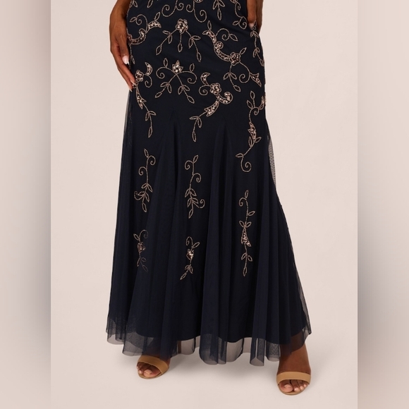 Adrianna Papell Navy Embroidered Maxi Dress - Picture 5 of 8